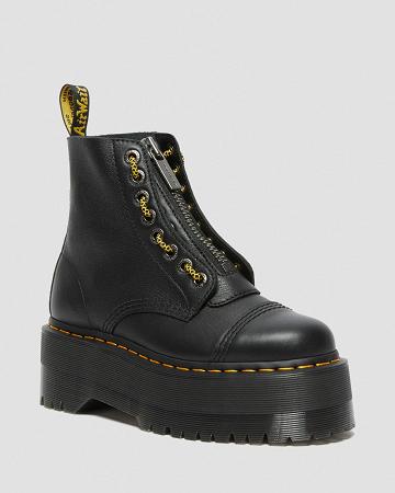 Dr Martens Sinclair Max Pisa Læder Platform Støvler Dame Sort | DK 256JPQ